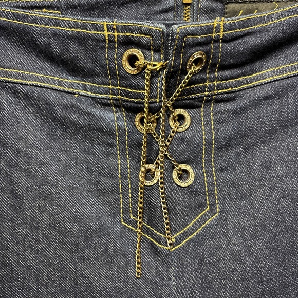 Vintage Y2K Baby Phat 13 34x32 Jeans Flare LaceUp Gold Chain ZipUp USA Made RARE - Picture 3 of 16